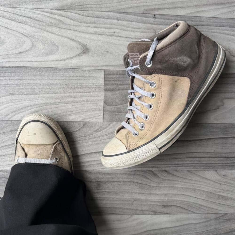 Converse All Star High Top Shoes Men's 9 Brown Canvas Suede Sneakers